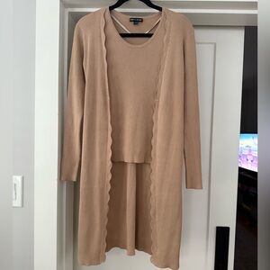 Cable & Gauge Beige Ribbed Knit Top